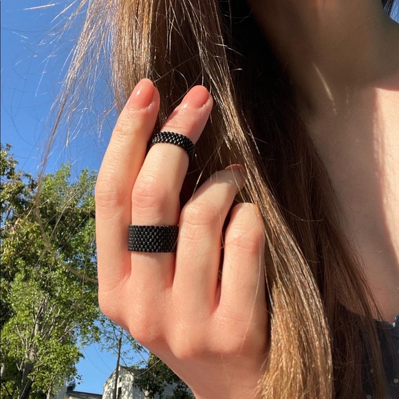 Set of 2 handmade beaded rings, peyote rings. Miyuki Delicate seed bead - Picture 1 of 4